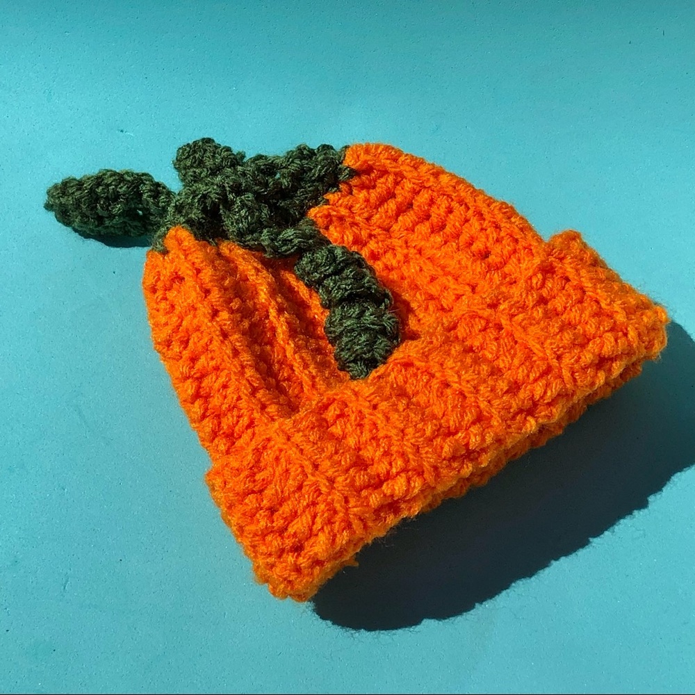 Infant orange pumpkin hat